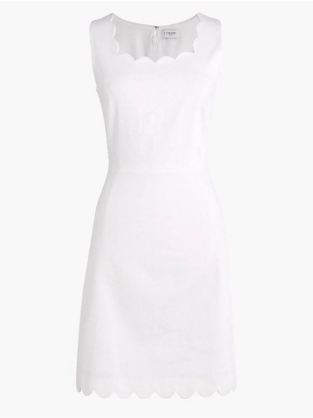 J Crew Basketweave Scalloped Dress